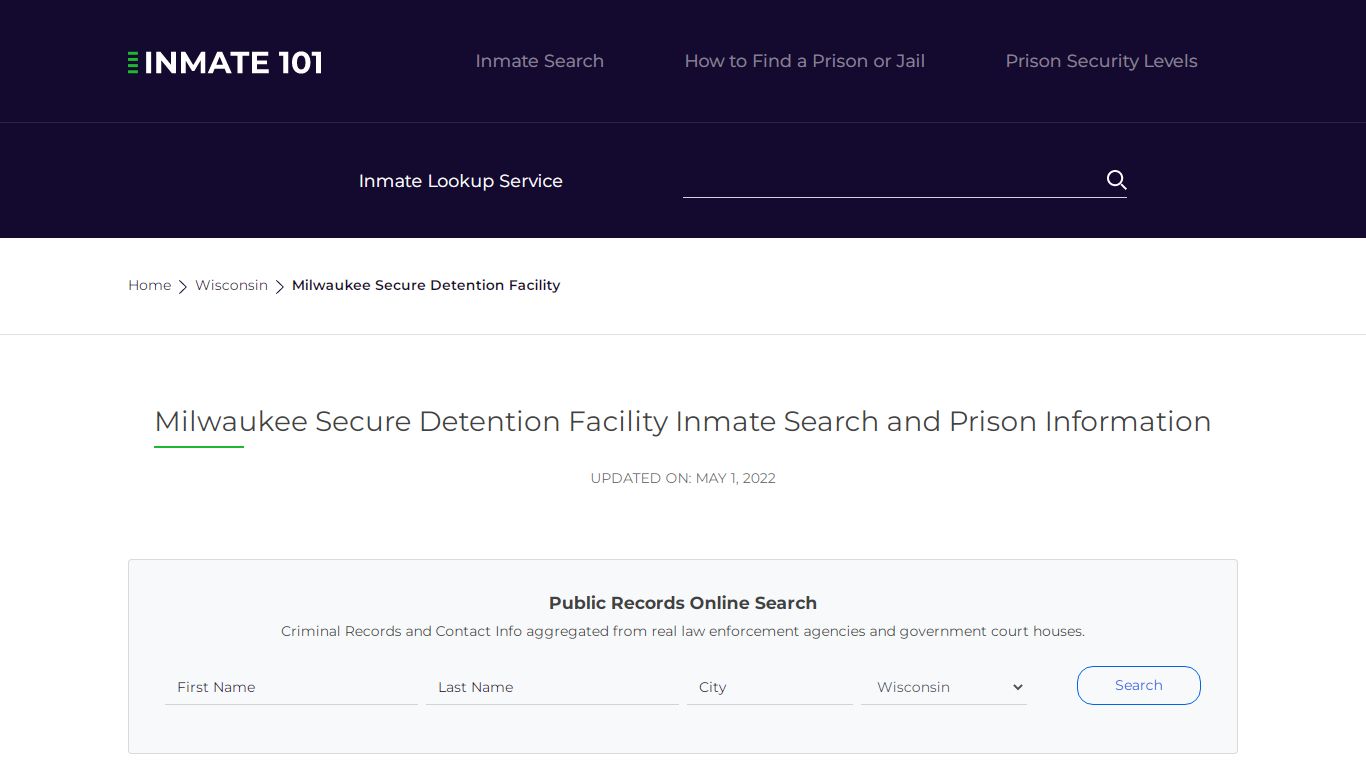 Milwaukee Secure Detention Facility Inmate Search ...